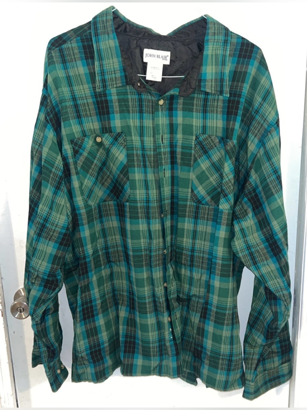 Men's John Blair Green Plaid Button-Down Shirt